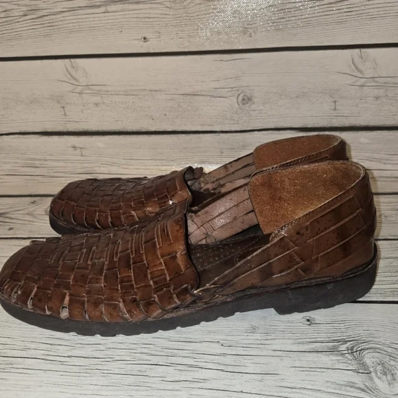 Sunsteps Shoes Mens 8 Barclay Woven Slip On Huarache Loafer Brown Leather - Picture 4 of 9